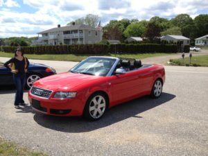 Here I am in Rye, NH, when we took the Audi S4 (aka, Ladybug) out for a first test drive. This car has been fabulous to drive around Palm Beach on a sunny day!